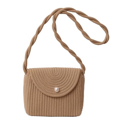 Elegante Damen Umhängetasche Aus Gewebtem Stroh Schultertasche Vintage Stil Ethno Strand Stroh Klappentasche Mit Süßer Spitzen Schleife von WASTEBIN