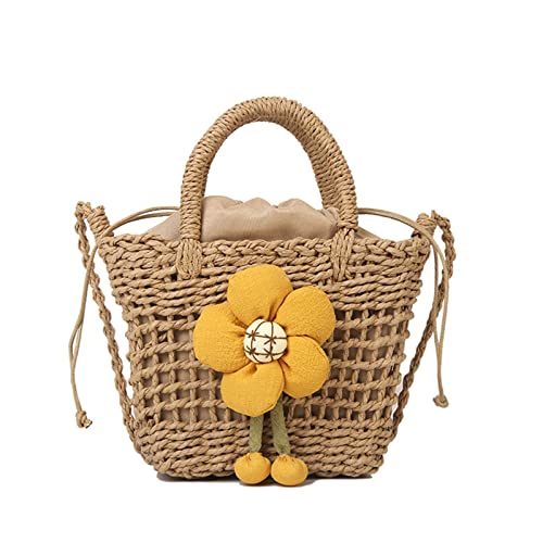Gewebte Handtasche Damen Handtasche Umhängetasche Stroh Eimer Tasche Handgemachte Schultertasche Für Strandparty von WASTEBIN
