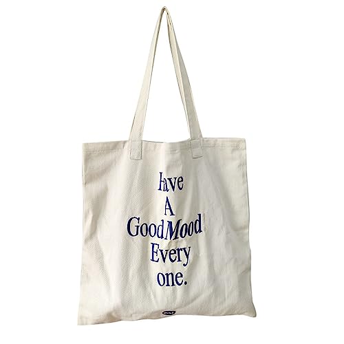 Lässige Canvas Tasche Mit Großer Kapazität Blaue Buchstaben Gestickte Handtasche Schultertasche Für Unisex Urlaubsparty von WASTEBIN