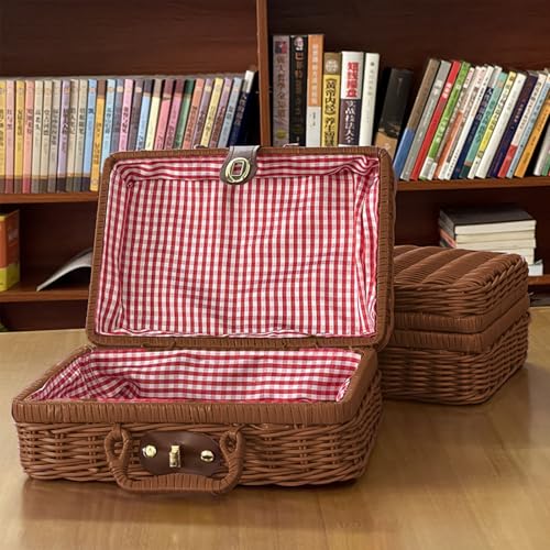 Reise Kosmetiktasche Mit Großer Kapazität Gewebte Ratton Make Up Taschen Tragbarer Kulturbeutel Für Frauen Und Mädchen von WASTEBIN