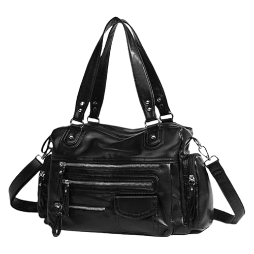 Stilvolle Vintage Umhängetasche Mit Großem Stauraum PU Leder Mehrere Reißverschlusstaschen Umhängetasche Für Damen von WASTEBIN