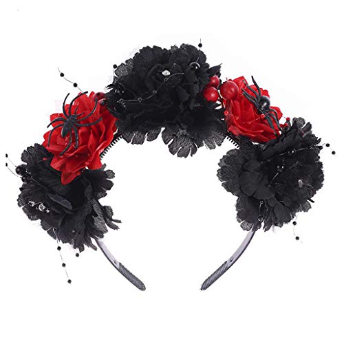 WASTEBIN Halloween Deutschland Haarreif, Halloween-Stirnband zum Tag der Toten, Vintage, künstliche Rosenblüte, Perlen-Haarreif, Krone, gruselige Cosplay-Kopfbedeckung WASTEBIN Halloween Deutschland Haarreif, Halloween-Stirnband zum Tag der Toten, Vintage, künstliche Rosenblüte, Perlen-Haarreif, Krone, gruselige Cosplay-Kopfbedeckung von WASTEBIN