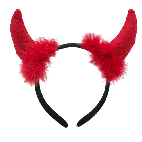 WASTEBIN Halloween Deutschland Haarreif, Teufelshörner-Stirnband, Hörner-Stirnband, Feder-Glitzer-Hörner-Stirnband für Halloween-Kostüm, Cosplay, Hörner, Kopfbedeckung, Geschenke von WASTEBIN
