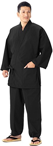 WATANOSATO Samue-Gewand, für Zuhause & zum Arbeiten, in Kurume (Japan) hergestellt Gr. L, Schwarz von WATANOSATO