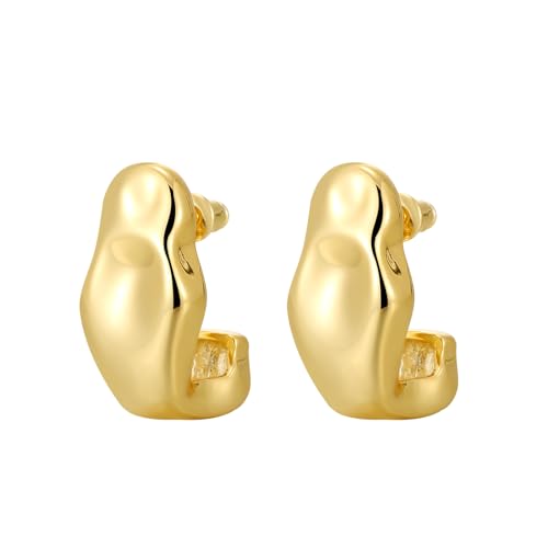 WATEFOER Chunky Ohrringe für Damen unregelmäßige Aussage Ohrringe für Mädchen hypoallergen Silber Nadel Ohrringe Schmuck für Geburtstag Valentinstag Muttertagsgeschenk (Gold) von WATEFOER