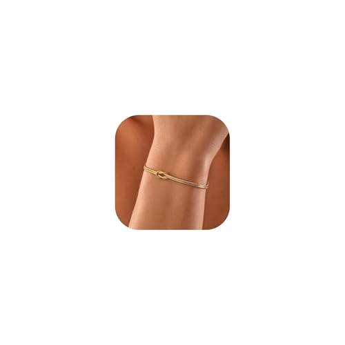 WATEFOER Gold Armbänder für Damen 18K Gold plattiert Liebe Knoten Armband Zierliche Schlange Kette Unendlichkeit Armband Einstellbare Goldschmuck Geschenke für Frauen Männer von WATEFOER