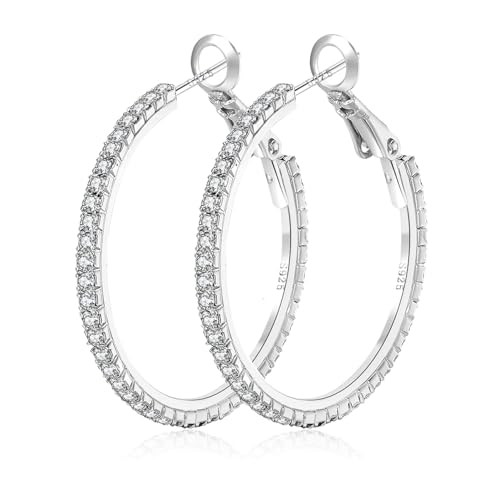 WATEFOER Große Strass-Reifen-Ohrringe für Damen Mädchen dünne runde Creolen hypoallergene Gold Creolen 14K vergoldet Ohrringe Schmuck Geschenke 40/50/60/70mm von WATEFOER