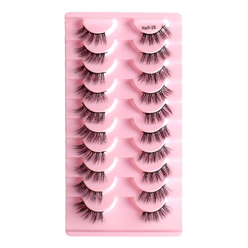 10 Paar Falsche Wimpern Gelockte Halbe Wimpern Kurze Dünne Wimpern Box Verpackung Für Frauen Hochzeit Geburtstag Kosmetisches Geschenk Halbgelockte Wimpern von WATERBELINE