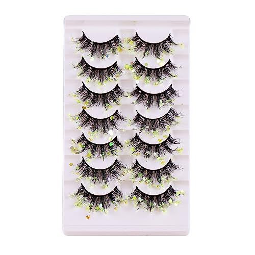 7 Paar 3D Nerzwimpern Groß Lang Dünn Glitzernd Nerzwimpern Natürliche Falsche Wimpern Für Frauen Und Mädchen Party Make Up Modische Wimpern Kostüm Make Up von WATERBELINE