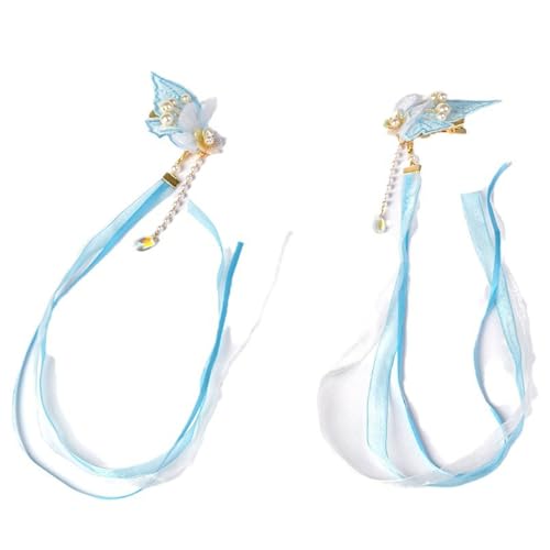 Dreamy Flat Clip Haarnadel 2000er Jahre Ribbon Cottagecore Blumenkopfschmuck Bündel Eleganter Schmetterlingskopfschmuck von WATERBELINE