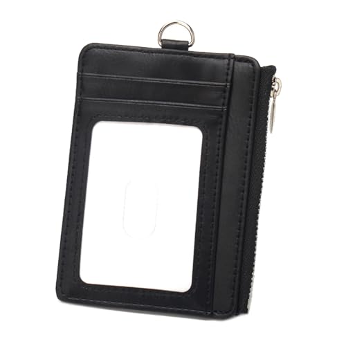 Kompaktkarten Brieftasche Mit Blockierung Und Reißverschlusspoch PU Leder Münzholz Kartenhalter Mit Abnehmbarem Lanyard von WATERBELINE