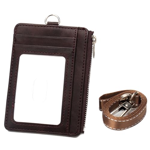 Kompaktkarten Brieftasche Mit Blockierung Und Reißverschlusspoch PU Leder Münzholz Kartenhalter Mit Abnehmbarem Lanyard von WATERBELINE