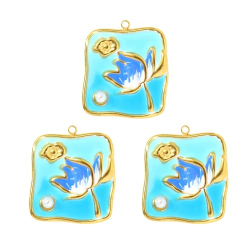 WATERBELINE 3 Stück Edelstahl Blumen-Farbverlauf Anhänger Handwerk Schmuck Bastelbedarf für Halskette Armband Ohrringe Accesso von WATERBELINE