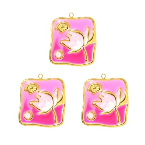 WATERBELINE 3 Stück Edelstahl Blumen-Farbverlauf Anhänger Handwerk Schmuck Bastelbedarf für Halskette Armband Ohrringe Accesso von WATERBELINE