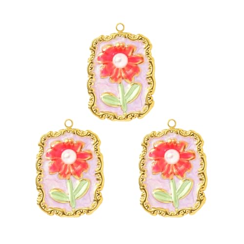 WATERBELINE 3 Stück Edelstahl Blumen-Farbverlauf Anhänger Handwerk Schmuck Bastelbedarf für Halskette Armband Ohrringe Accesso von WATERBELINE