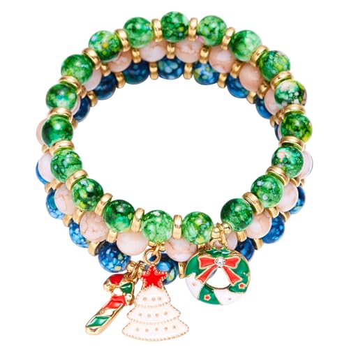 WATERBELINE Armband-Sets, 1 Set böhmische bunte Armbänder, stapelbare Perlen-Handkette für Frauen, elastische Handgelenkketten, weihnachtlicher Schmuck von WATERBELINE