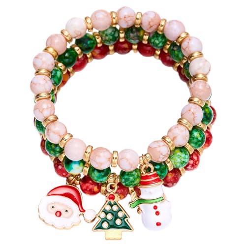 WATERBELINE Armband-Sets, 1 Set böhmische bunte Armbänder, stapelbare Perlen-Handkette für Frauen, elastische Handgelenkketten, weihnachtlicher Schmuck von WATERBELINE
