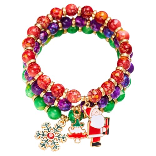 WATERBELINE Armband-Sets, 1 Set böhmische bunte Armbänder, stapelbare Perlen-Handkette für Frauen, elastische Handgelenkketten, weihnachtlicher Schmuck von WATERBELINE