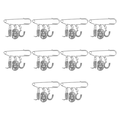 WATERBELINE Brosche mit Motiv Western-Cowboy, Legierung, modische Anstecknadel für Retro-Outfit, Party-Accessoire, 10 Stück von WATERBELINE