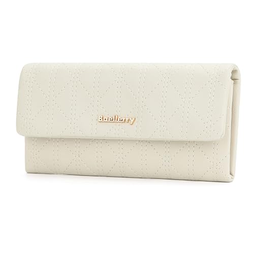 WATERBELINE Damen-Geldbörse, stilvolle Lange Geldbörse aus gestepptem, weichem Leder für Damen, schmale Clutch mit Münzfach, Thanksgiving-Geschenk von WATERBELINE