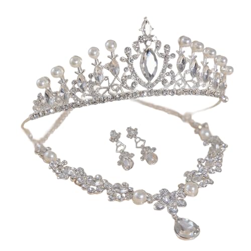WATERBELINE Elegante Halskette Ohrringe Set mit simulierten Perlen Strass Party Zubehör geeignet für Hochzeit Galas von WATERBELINE