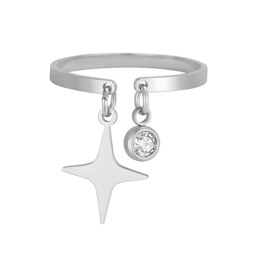 WATERBELINE Geometrische Stern-Öffnungsringe, Handschmuck, modische Legierung, Textur, geeignet für Mode-Enthusiasten von WATERBELINE