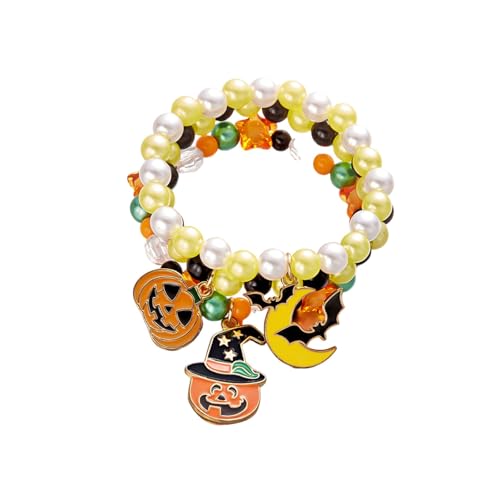 WATERBELINE Halloween-Armband-Set, Kürbis-Spect-Charm, Schmuck, Legierung, Textur, verstellbares Armband für Damen und Mädchen, 3-teilig von WATERBELINE