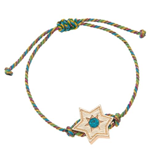 WATERBELINE Handgewebtes Armband, verstellbar, geflochtenes Kordelarmband mit Herz- und Stern-Anhänger für Damen, Modeschmuckideen von WATERBELINE