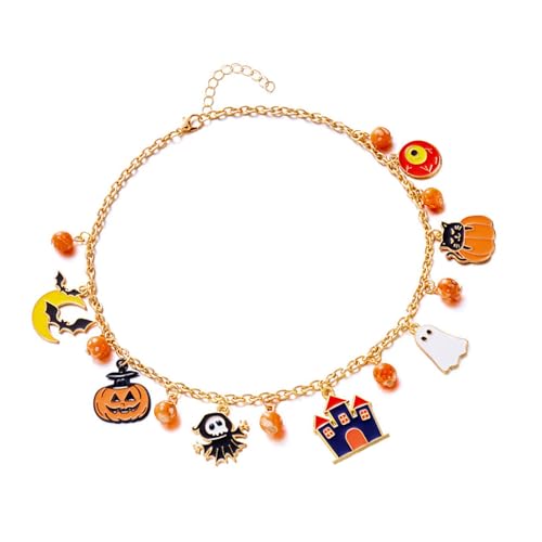 WATERBELINE Kürbis-Halskette, Halloween-Katzen-Kürbis-Halskette, festlicher Schmuck, verstellbar, tragbar, Legierung, Party-Zubehör WATERBELINE Kürbis-Halskette, Halloween-Katzen-Kürbis-Halskette, festlicher Schmuck, verstellbar, tragbar, Legierung, Party-Zubehör von WATERBELINE