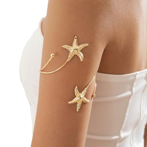 WATERBELINE Punk Styles Geometrische Seesterne verstellbare Öffnung Manschette Armbänder für Frauen Mode Metall Arm Schmuck von WATERBELINE