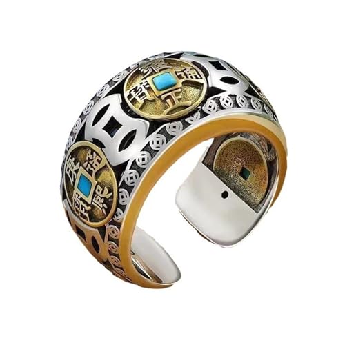 WATERBELINE Rotierende Münzringe mit fünf Kaisern, verstellbar, drehbares Design für Angstlinderung, Stressabbau, Schmuck von WATERBELINE