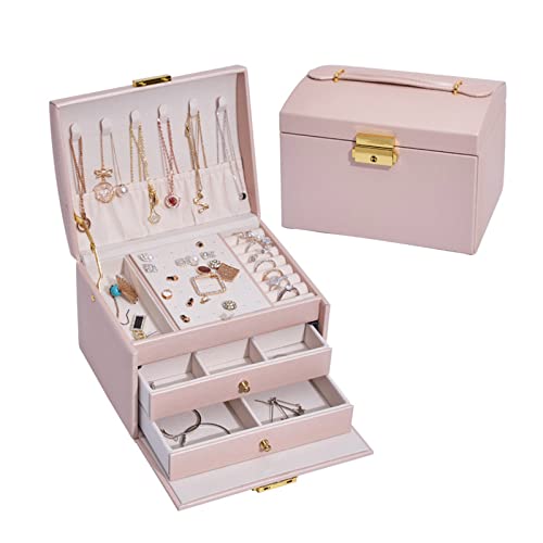 WATERBELINE Schmuck Aufbewahrungsbox Organizer Mit Schloss Ohrringe Halskette Box Tragbar Damen Schmuckschatulle Reise Schmuck Für Den Fall Schmuck Aufbewahrungsbox Organizer von WATERBELINE