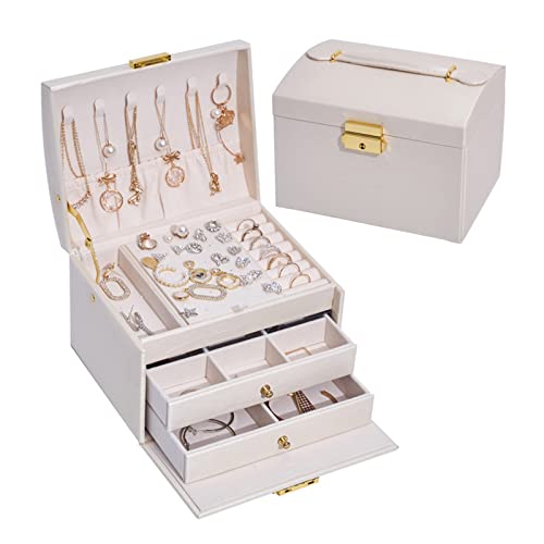 WATERBELINE Schmuck Aufbewahrungsbox Organizer Mit Schloss Ohrringe Halskette Box Tragbar Damen Schmuckschatulle Reise Schmuck Für Den Fall Schmuck Aufbewahrungsbox Organizer von WATERBELINE