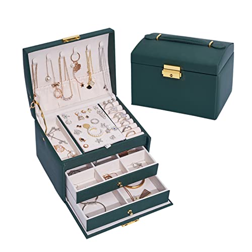 WATERBELINE Schmuck Aufbewahrungsbox Organizer Mit Schloss Ohrringe Halskette Box Tragbar Damen Schmuckschatulle Reise Schmuck Für Den Fall Schmuck Aufbewahrungsbox Organizer von WATERBELINE