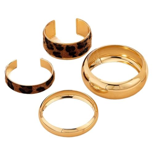 WATERBELINE Set Von 4 Trendigen Armreifen Geometrische Weitmanschettenarmbänder Leopardenmuster Armband Geeignet Für Paare Und Party Anlässe WATERBELINE Set Von 4 Trendigen Armreifen Geometrische Weitmanschettenarmbänder Leopardenmuster Armband Geeignet Für Paare Und Party Anlässe von WATERBELINE
