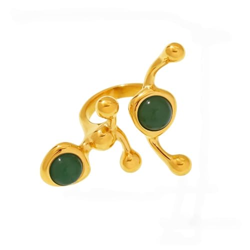 WATERBELINE Steinring, einzigartiger C-förmiger Naturstein-Ring, Edelstahl-Schmuck, leichtes Design für den täglichen Gebrauch, Größe 7 von WATERBELINE