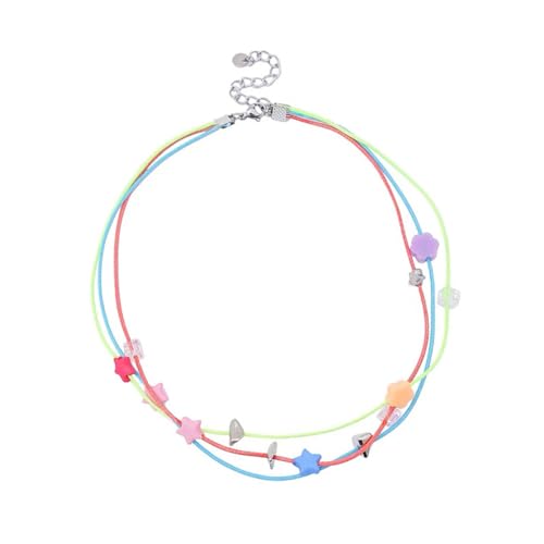 WATERBELINE Sternperlen-Halskette, bunte Stern-Perlen-Halskette für Damen, tragbarer Schmuck mit stabiler Kordel von WATERBELINE