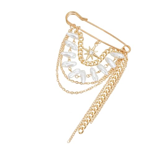 WATERBELINE Vintage-Brosche aus Legierung mit achteckigem Design und Quasten, Accessoire für stilvolle Outfit-Aufwertung von WATERBELINE