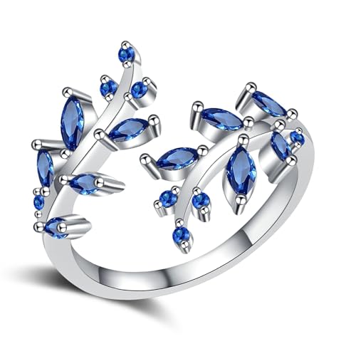 WATERBELINE Von der Natur inspirierte Blattzweig-Ringe mit Diamantakzenten in Premium-Kupferschmuck, handwerkliche Zweige Ringe mit Steinen von WATERBELINE