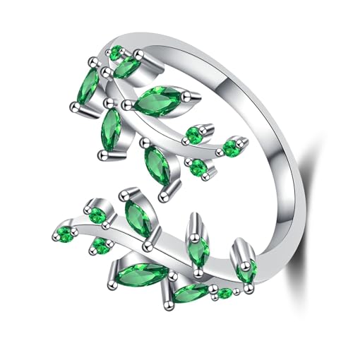 WATERBELINE Von der Natur inspirierte Blattzweig-Ringe mit Diamantakzenten in Premium-Kupferschmuck, handwerkliche Zweige Ringe mit Steinen von WATERBELINE