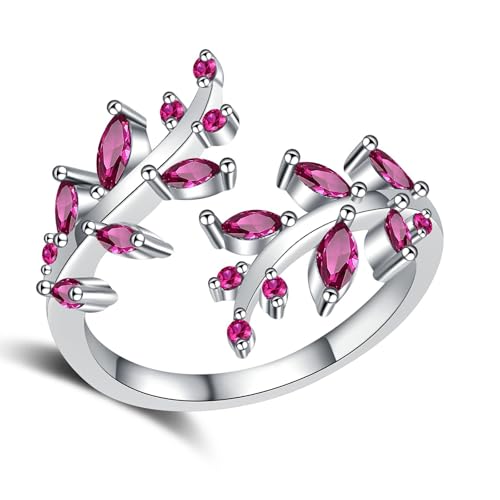 WATERBELINE Von der Natur inspirierte Blattzweig-Ringe mit Diamantakzenten in Premium-Kupferschmuck, handwerkliche Zweige Ringe mit Steinen von WATERBELINE