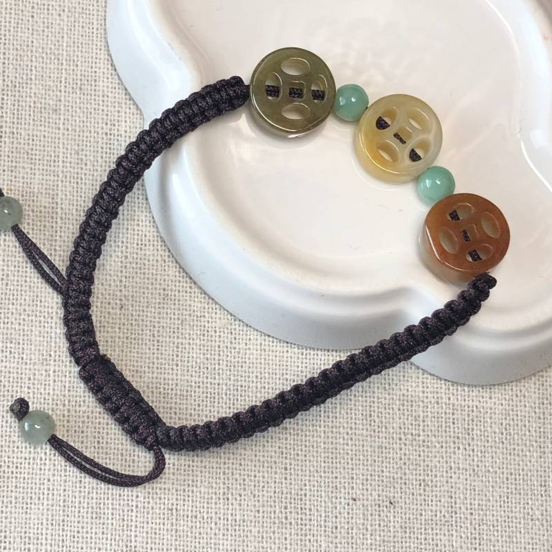 12mm Asst Gelb Braun Grün Münze Jadeit Jade Armband von WATERCRYSTALJADE