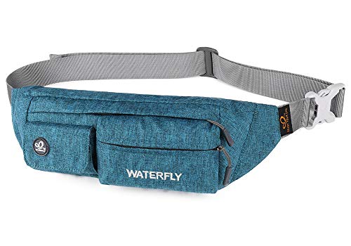 WATERFLY Bauchtasche Damen Herren Klein: Gürteltasche Hüfttasche Stylisch für Sport Joggen Hundetraining Laufen Running Reise Travel Hip Waist Bag Bum Fanny Pack Peacock Blue von WATERFLY