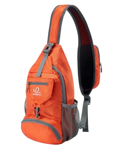 WATERFLY Brusttasche Sling Bag Klein: Faltbarer Herr Crossbody Bodybag Crossbag Slingbag Crossover Single Chest Rucksack Schultertasche Schulterrucksack Cross Body Herren Damen Reisen Wandern von WATERFLY