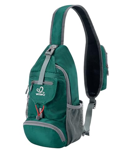WATERFLY Brusttasche Sling Bag Klein: Faltbarer Herr Crossbody Bodybag Crossbag Slingbag Crossover Single Chest Rucksack Schultertasche Schulterrucksack Cross Body Herren Damen Reisen Wandern von WATERFLY