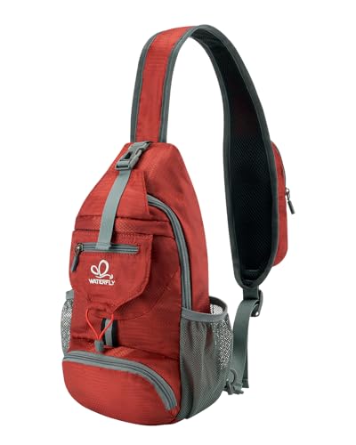 WATERFLY Brusttasche Sling Bag Klein: Faltbarer Herr Crossbody Bodybag Crossbag Slingbag Crossover Single Chest Rucksack Schultertasche Schulterrucksack Cross Body Herren Damen Reisen Wandern von WATERFLY