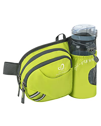 WATERFLY Gürteltasche Bauchtasche mit Flaschenhalter Damen und Herren, Atmungsaktiv Sport Hüfttasche für Laufen Radfahren Camping Klettern Reisen Wandern Joggen Hundetraining(Hellgrün) von WATERFLY
