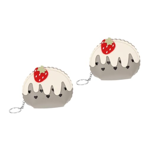 WATIIFUFU 2 STK Mini-geldbörse Aufbewahrungstasche Für Wechselkarten Münzbeutel Für Mädchen Kleine Headset-Tasche Geldbörse Für Kinder Münzbeutel Schlüsselanhänger Geldbörsen Pu Light Grey von WATIIFUFU