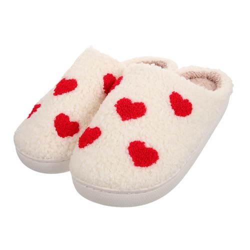 WATIIFUFU 1Paar Fluffy Couple Slippers Herzmuster Hausschuhe für Männer und Frauen Warme Pantoffeln für Drinnen Rutschfest Gemütlich Geeignet für Herbst und Winter für Schlafzimmer und Wohnzimmer von WATIIFUFU