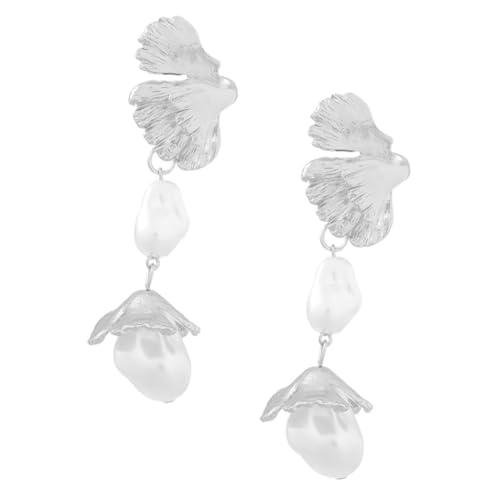WATIIFUFU 1 Paar Imitation Pearl Flower Ohrringe für Damen Hängende Ohrringe Leicht Festlichkeiten Silberfarben WATIIFUFU 1 Paar Imitation Pearl Flower Ohrringe für Damen Hängende Ohrringe Leicht Festlichkeiten Silberfarben von WATIIFUFU
